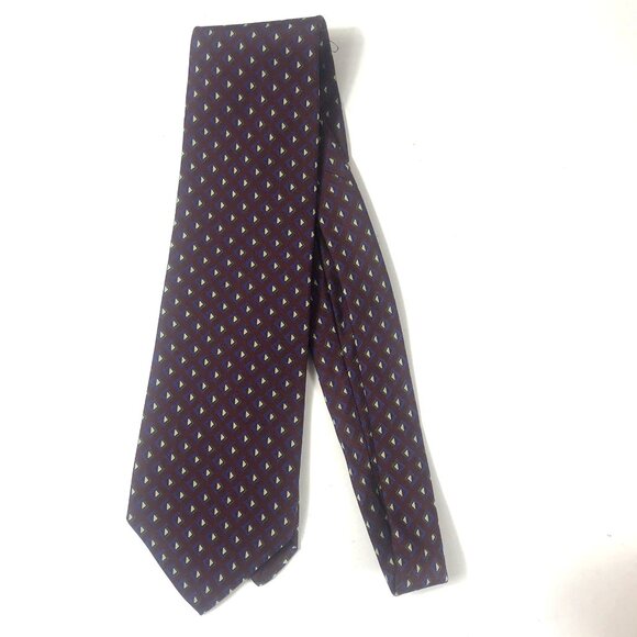 Vintage MICHAEL JACOBS for PARISIAN Silk Tie Burgundy Geometric Diamonds USA - Picture 2 of 8